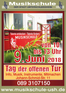 Plakat Tag der offenen Tür 2018, Musikschule Unterschleißheim