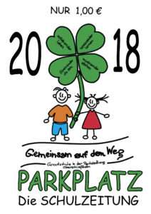 Projekt Schulzeitung. Zusammen mit der Computer-AG, Schülerinnen und Schülern der Grundschule Parksiedlung entstand die Schulzeitung 2018. 36 Seiten, 4/4 farbig, zu beziehen über die Schule. Logo der Schule wurde gestellt.