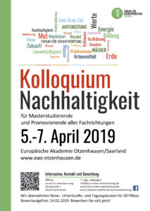 Ankündigung Kolloquium. Wortwolke und Plakatgestaltung. Logo wurde gestellt.