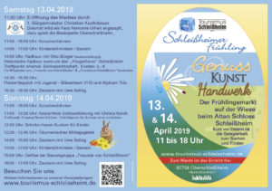 Programm Schleissheimer Fruehling 2019. Für Tourismus Schleißheim.e.V.. Oberschleißheim, Logos und Fotos wurden gestellt.