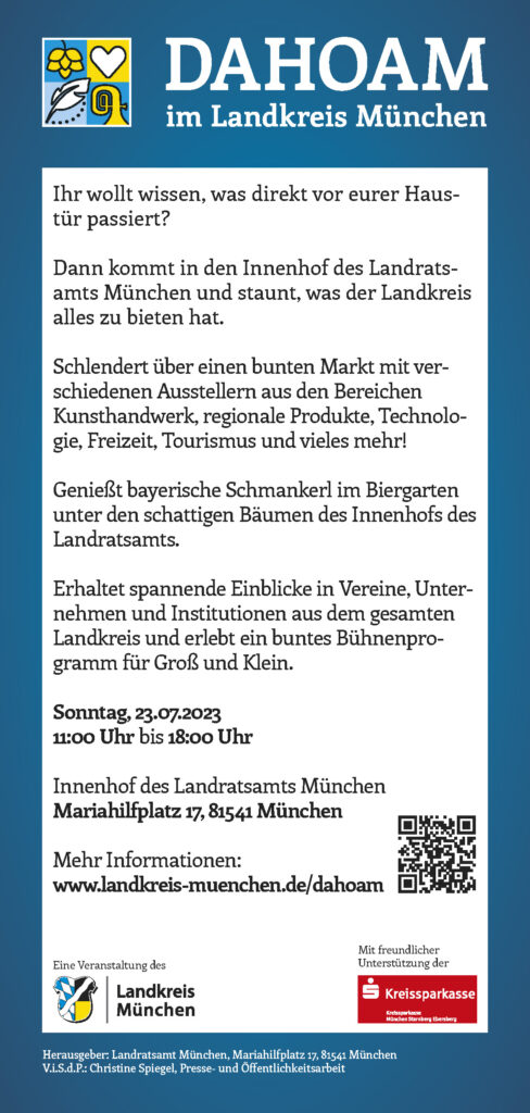 Die Mobile Schreibstube ist eingeladen zu "Dahoam im  Landkreis München" 23.07.2023